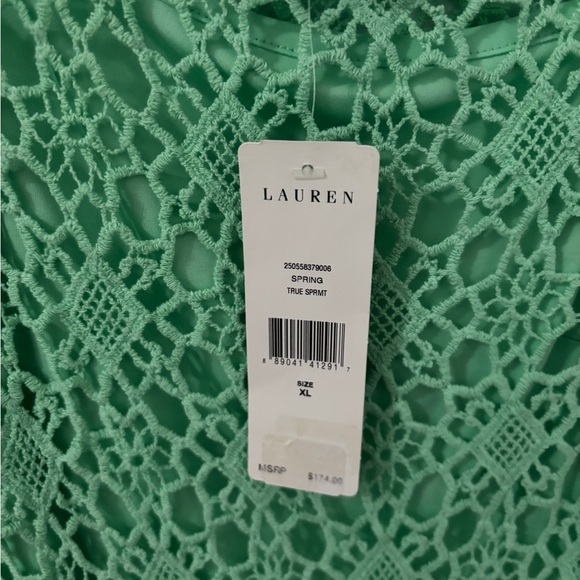 Polo Ralph Lauren,Elegant Green Lace Dress - Picture 3 of 4